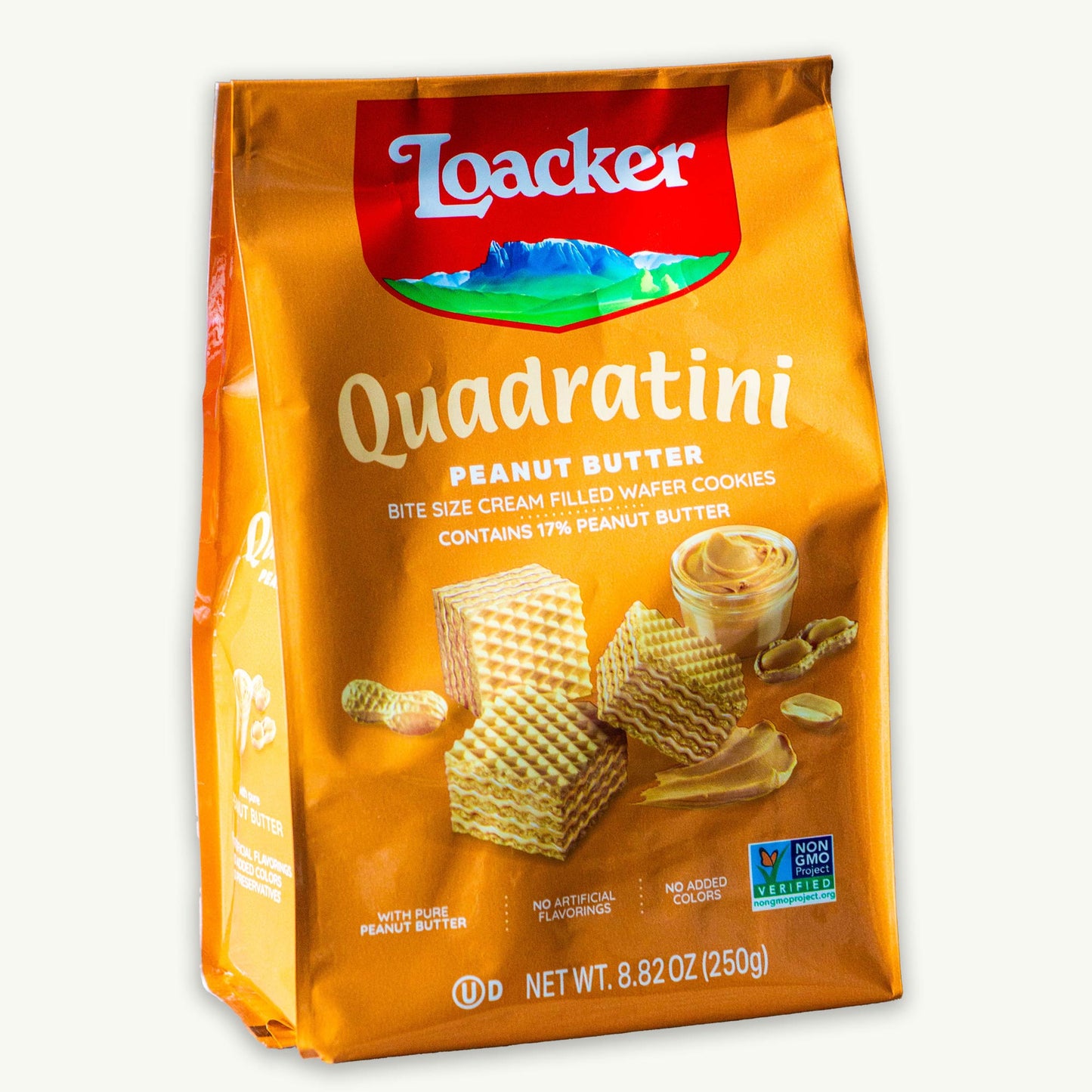 Loacker Peanut Butter Quadratini Cream Filled Wafer Cookies 8.82oz