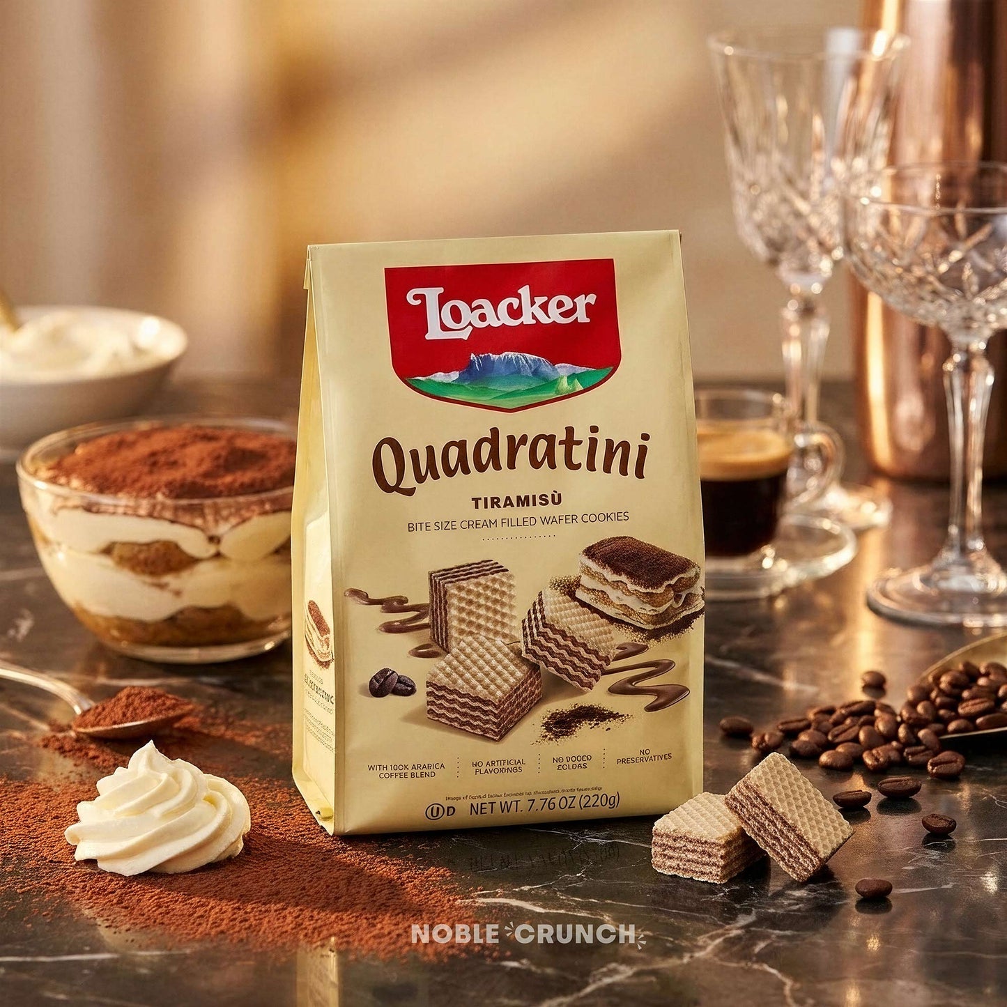 Loacker Tiramisu Quadratini Cream Filled Wafer Cookies 7.76oz