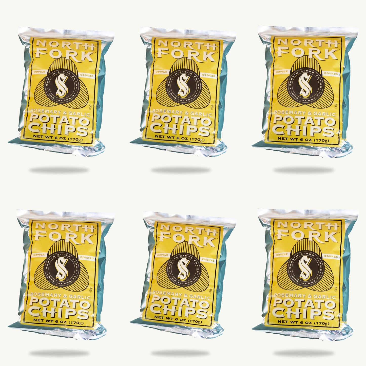 North Fork Rosemary Garlic Kettle Potato Chips 6oz — 6-pack