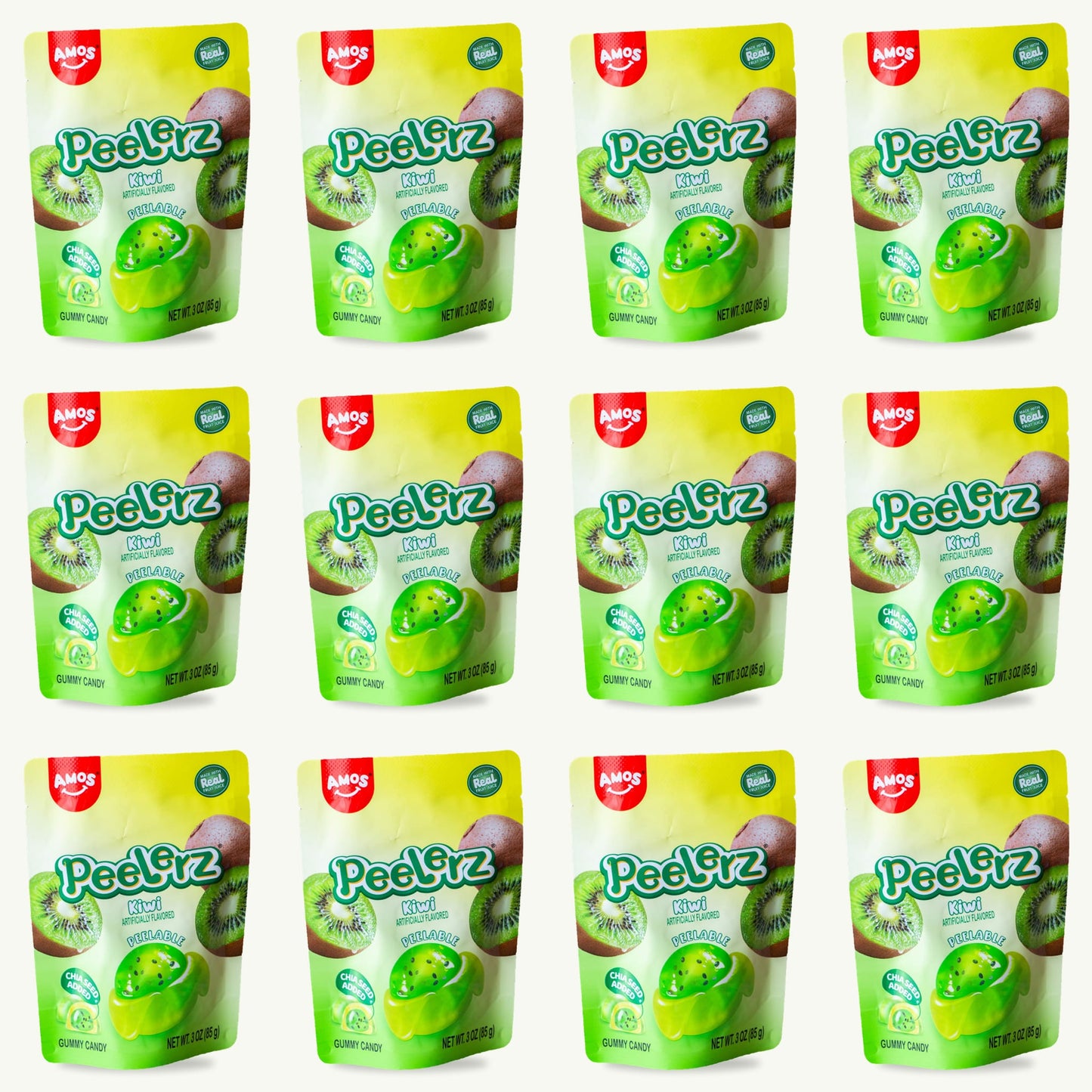 Peelerz Kiwi Peelable Gummy Candy 3oz — 12-pack
