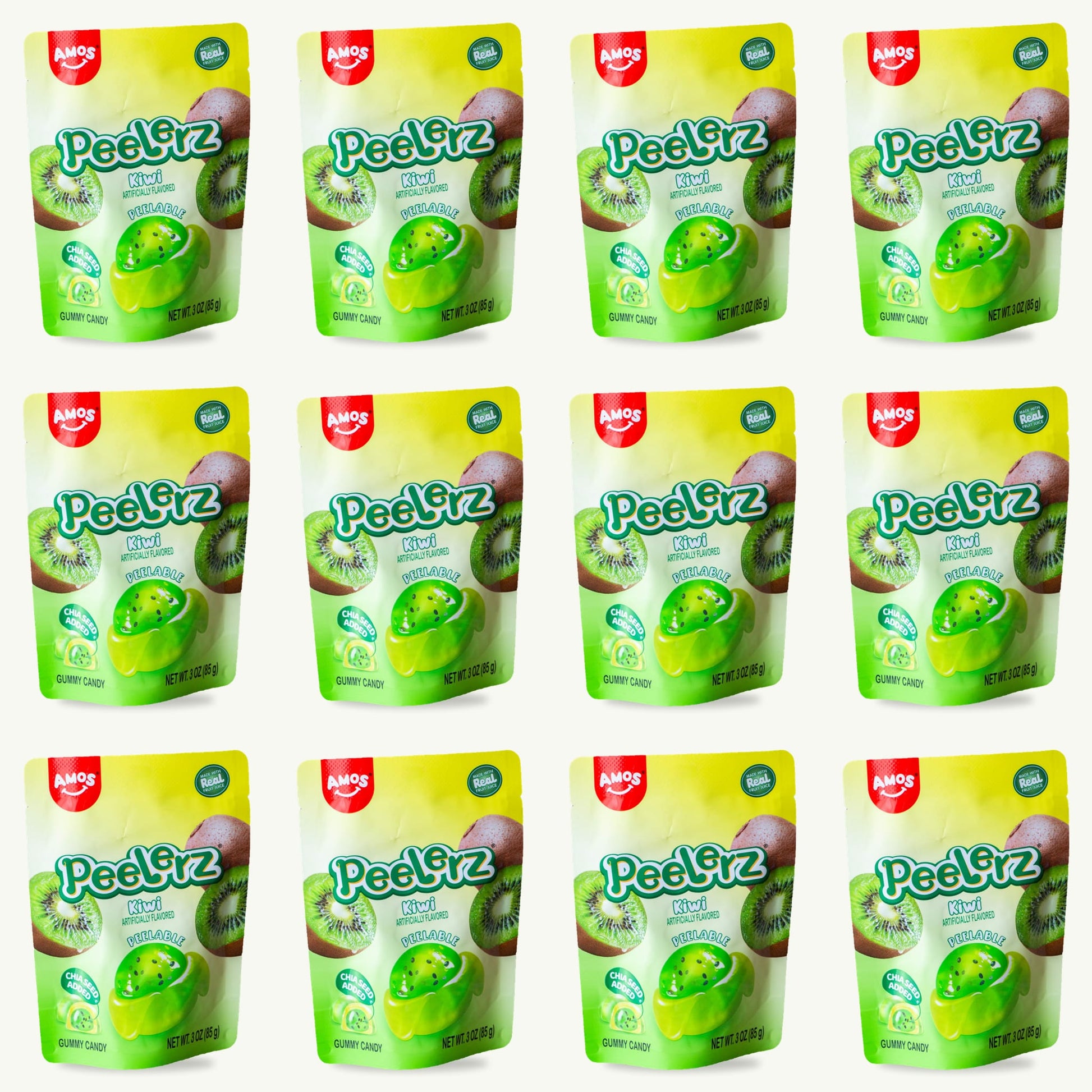 Peelerz Kiwi Peelable Gummy Candy 3oz — 12-pack