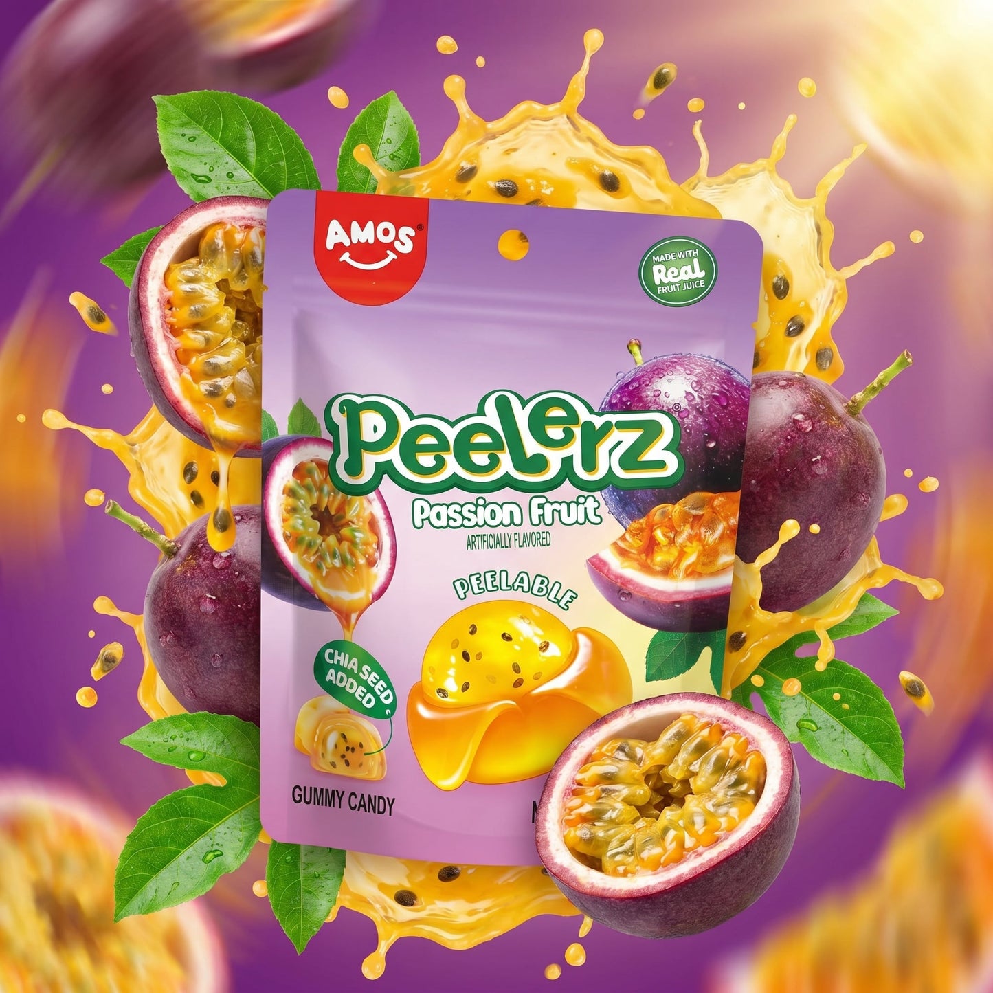 Peelerz Passion Fruit Peelable Gummy Candy 3oz — creative scene