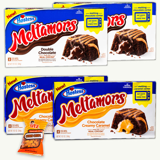 Hostess Meltamors - Double Chocolate - Chocolate Creamy Caramel - Utz BBQ Corn Chips