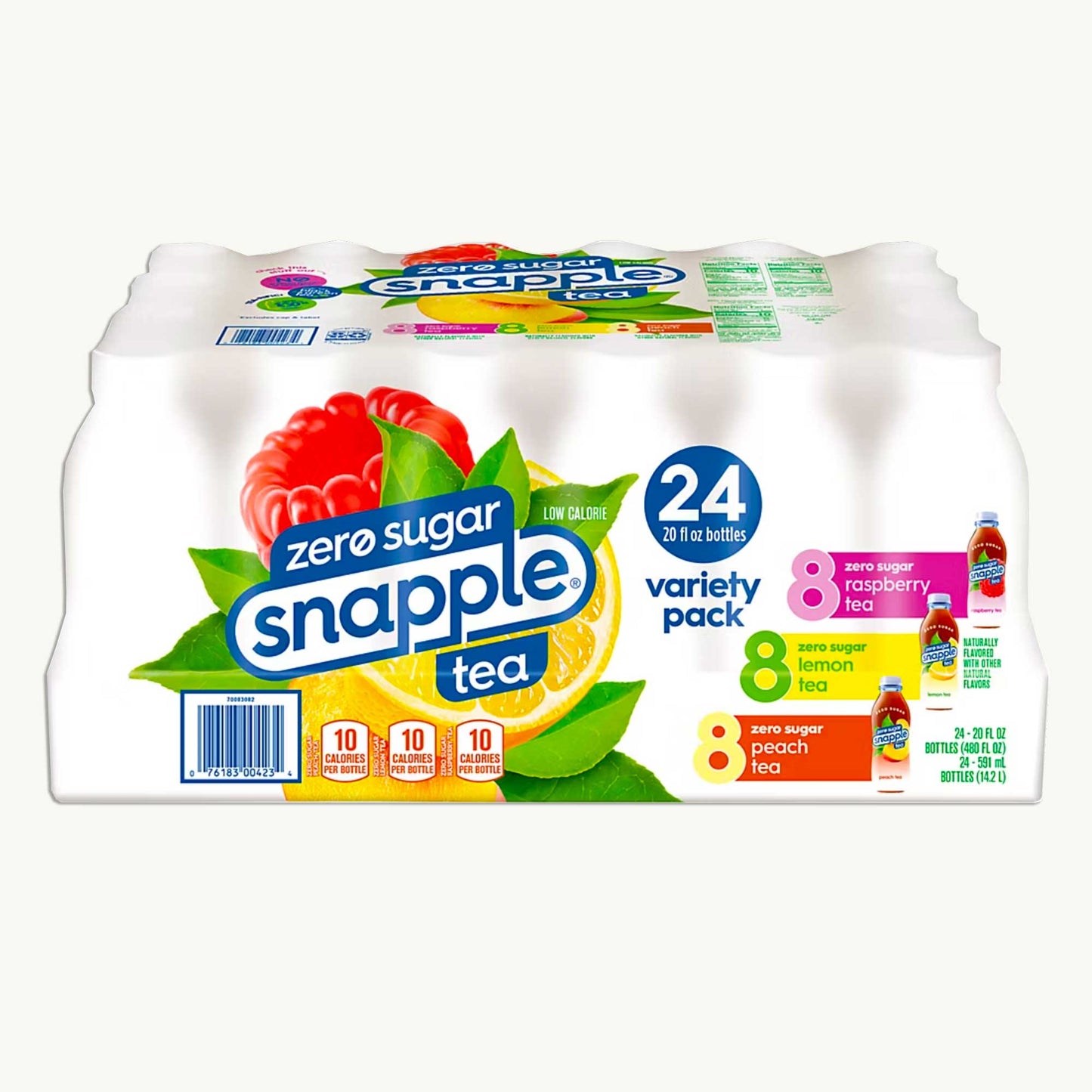 Snapple Zero Sugar Variety Pack - Raspberry - Lemon - Peach - 20oz, 24pk