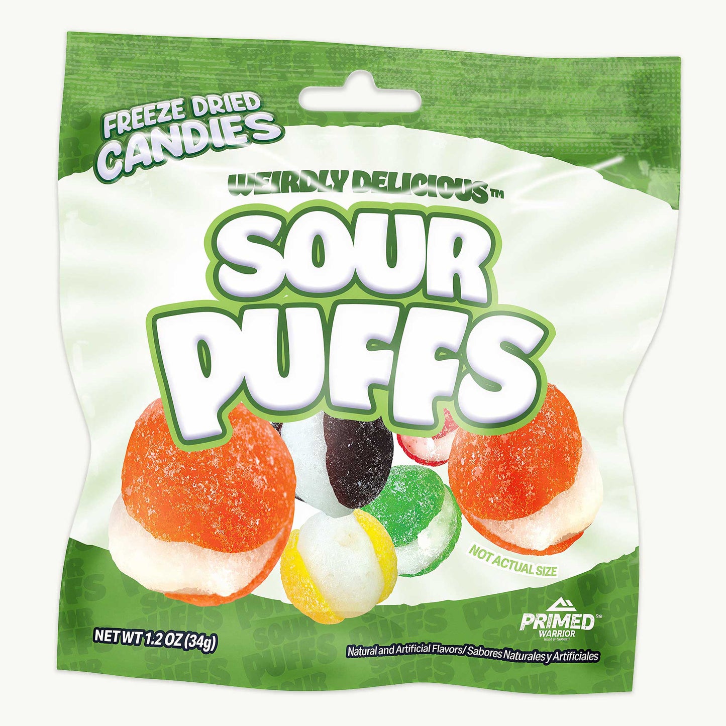 Primed Warrior Sour Puffs Freeze Dried Candy 1.2oz