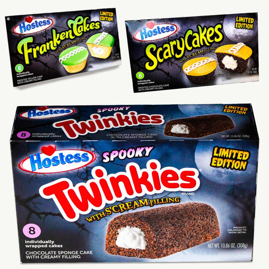 Hostess Limited Edition Halloween Spooky Twinkies 8ct - FrankenCakes 8ct - ScaryCakes 8ct