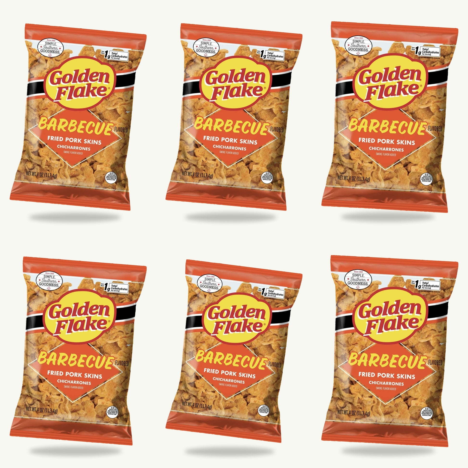 Golden Flake Barbecue Pork Skins Chicharrones 4oz — 6-pack