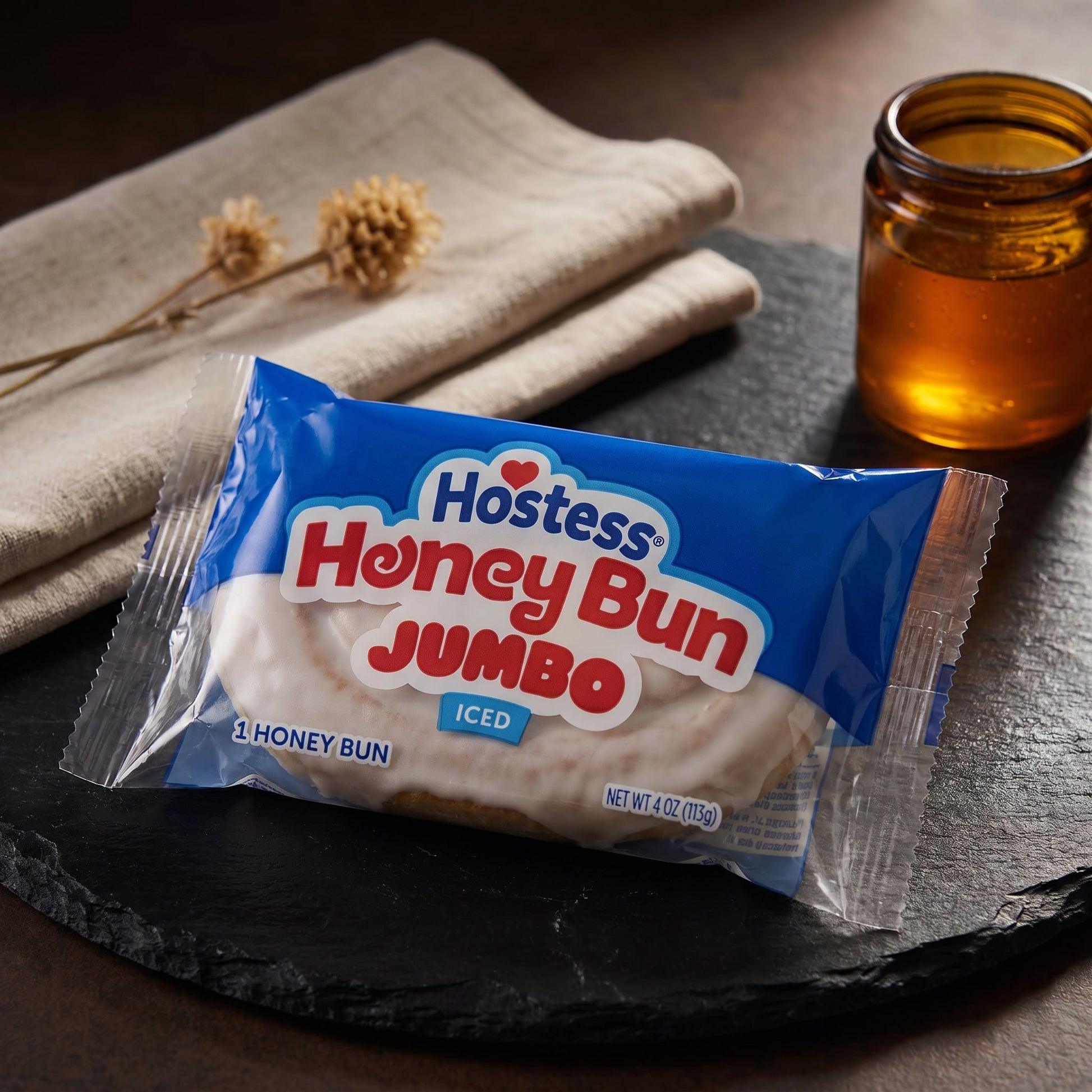Hostess Jumbo Honey Bun Iced 4oz — fine scene