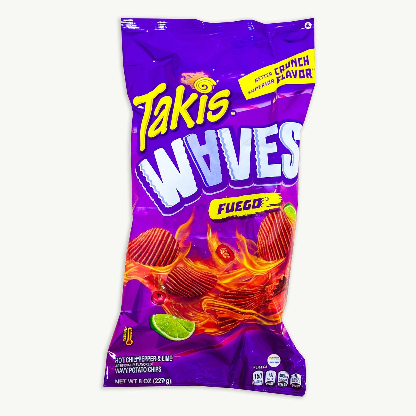 Takis Waves Fuego Hot Chili Pepper Lime Potato Chips 8oz