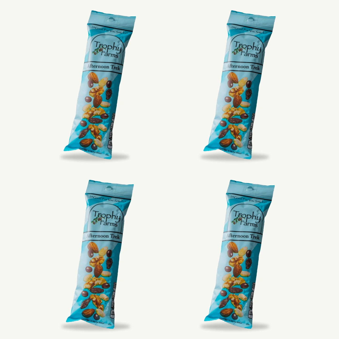 Trophy Farms Afternoon Trek Trail Mix — Nuts, Dark Chocolate & Raisins, 1.75 oz — 4-pack