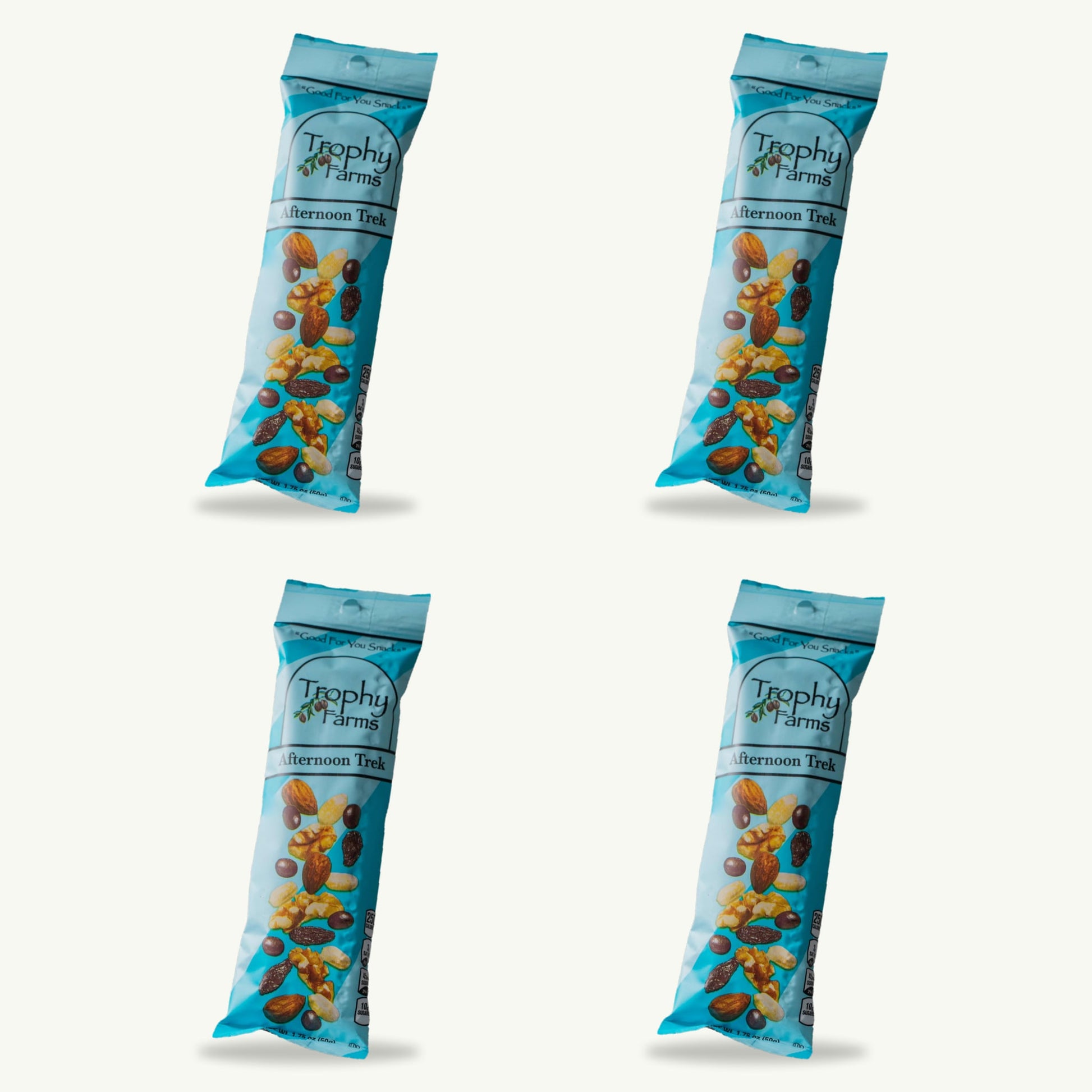 Trophy Farms Afternoon Trek Trail Mix — Nuts, Dark Chocolate & Raisins, 1.75 oz — 4-pack