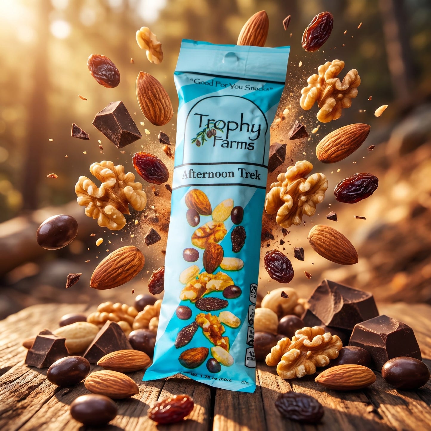Trophy Farms Afternoon Trek Trail Mix — Nuts, Dark Chocolate & Raisins, 1.75 oz — creative scene