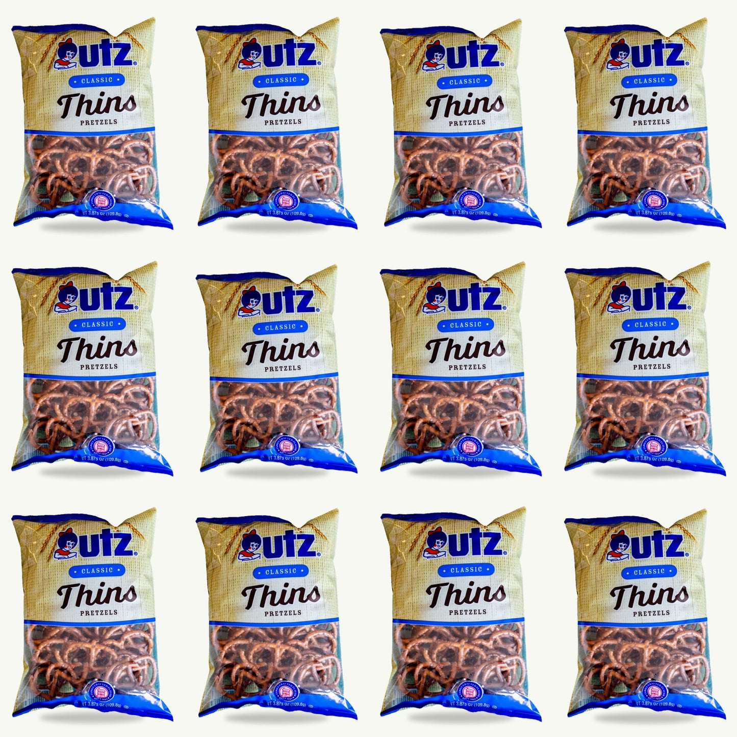Utz Classic Thins Pretzels 3.87oz — 12-pack