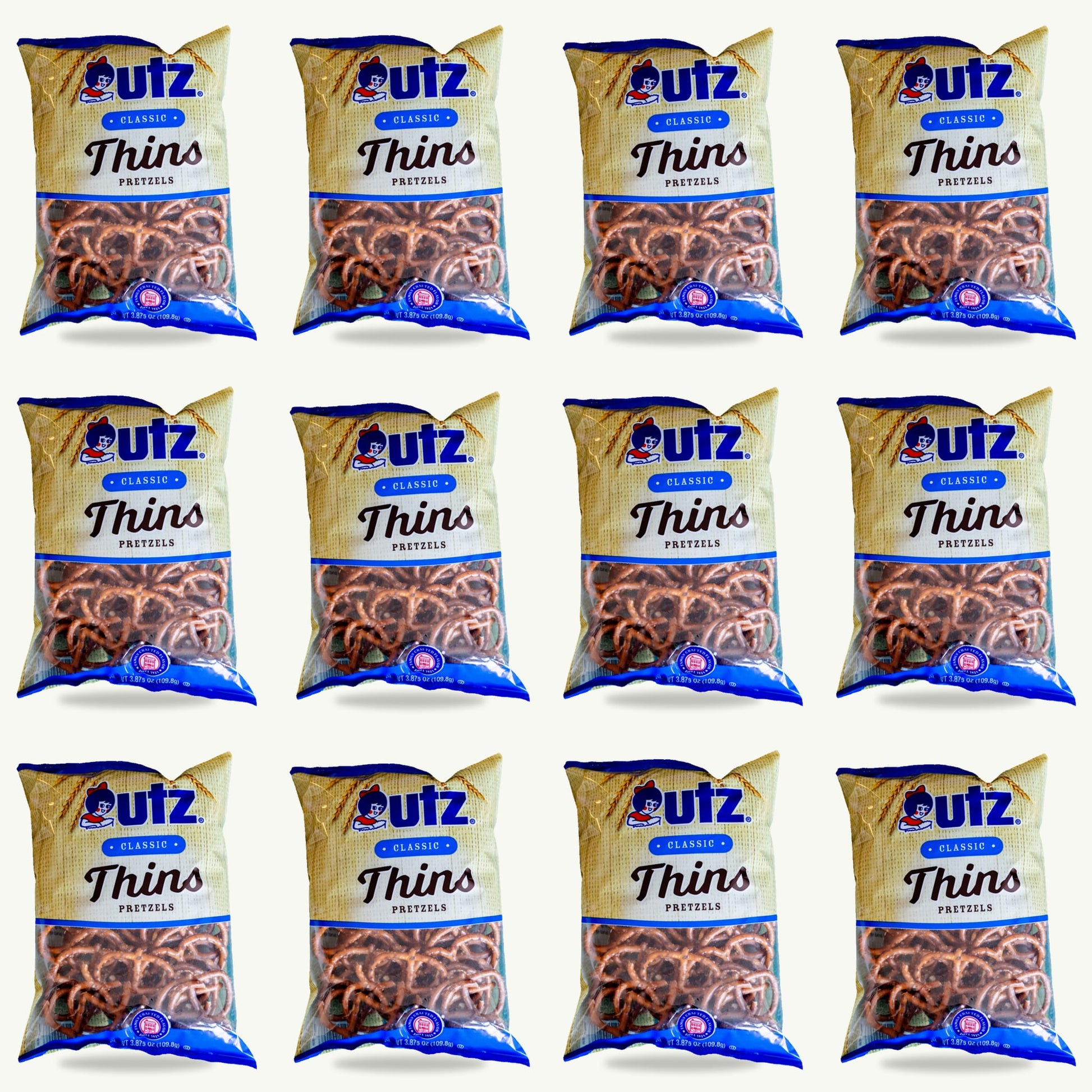 Utz Classic Thins Pretzels 3.87oz — 12-pack