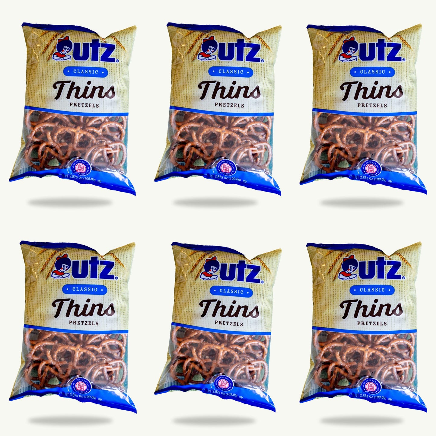 Utz Classic Thins Pretzels 3.87oz — 6-pack
