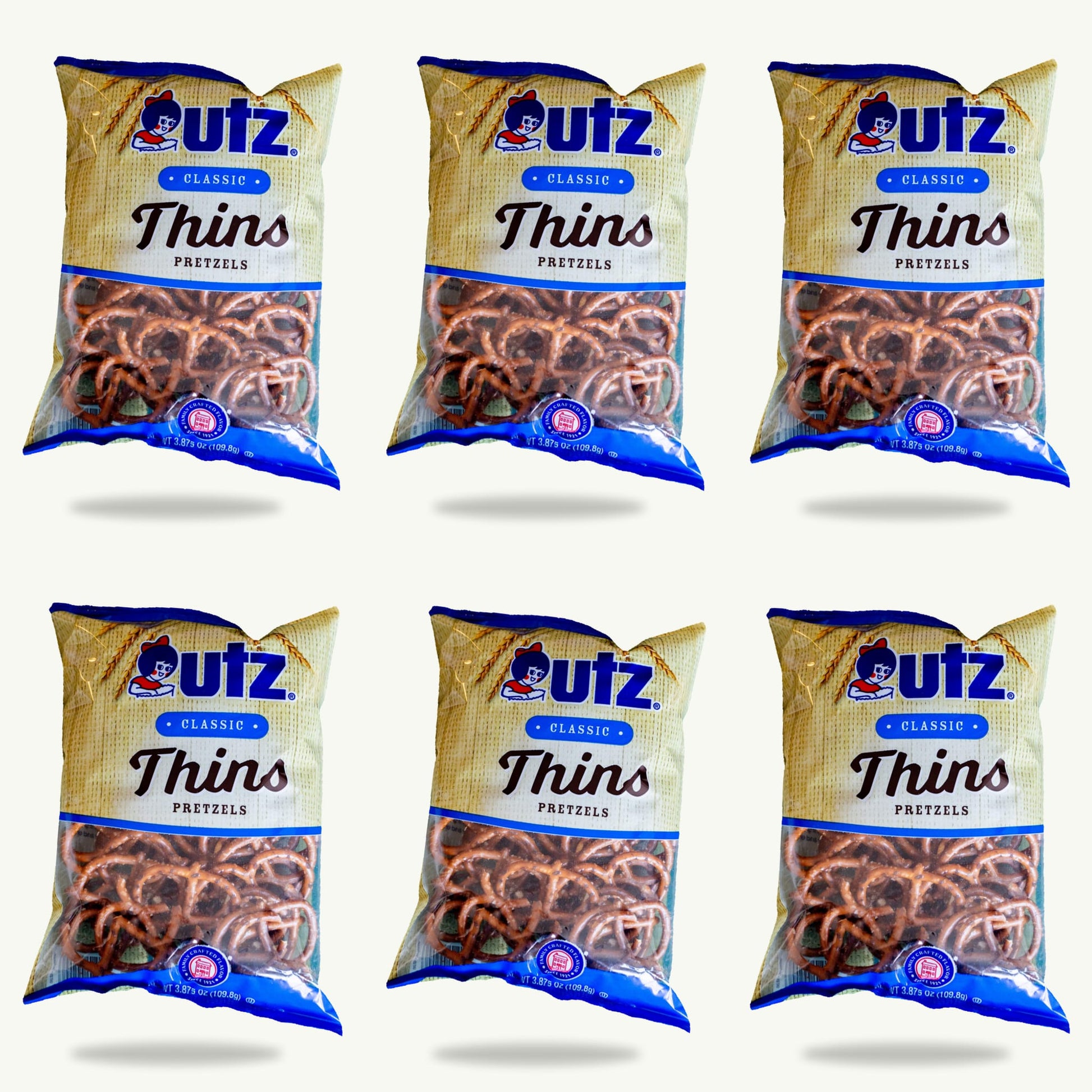 Utz Classic Thins Pretzels 3.87oz — 6-pack