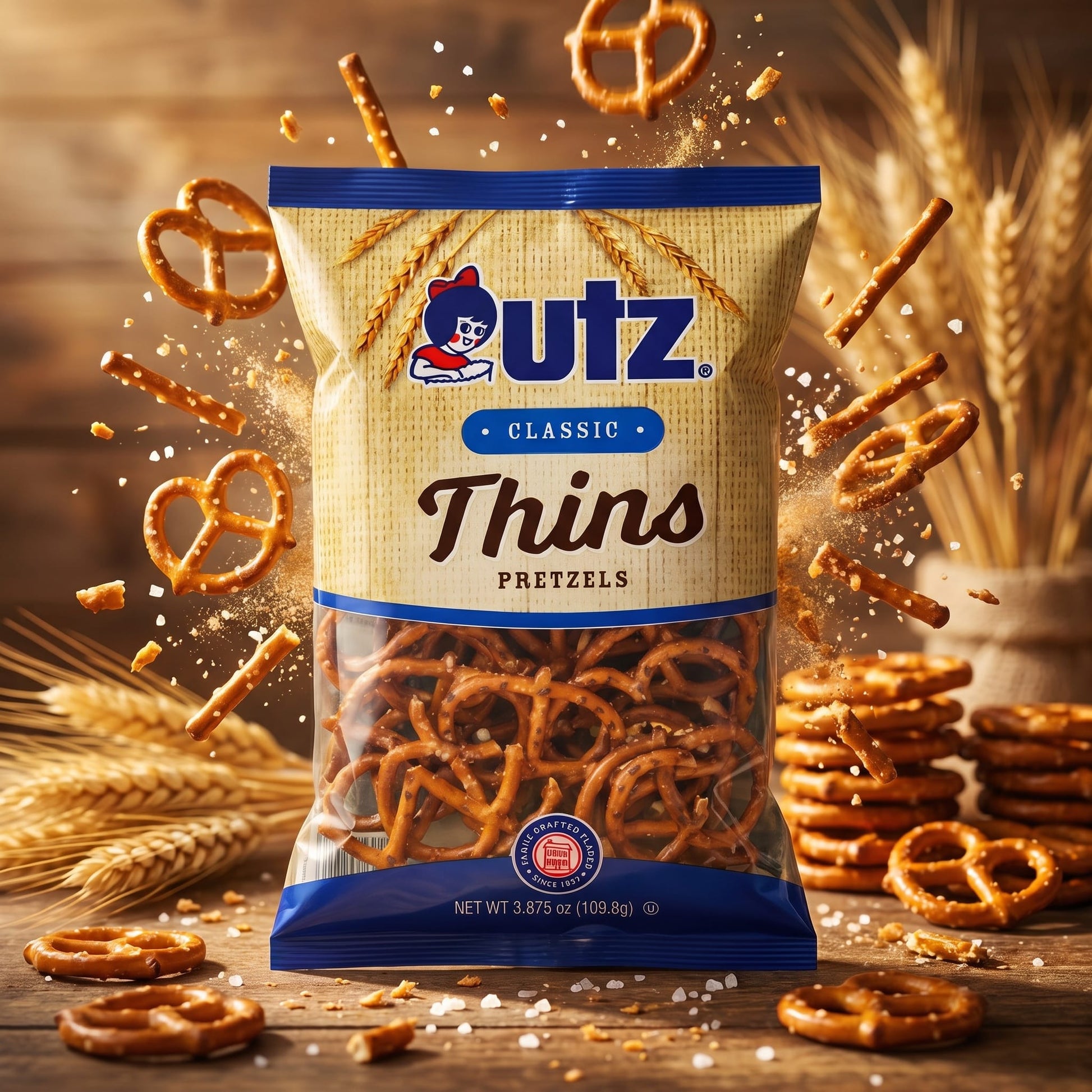 Utz Classic Thins Pretzels 3.87oz — creative scene