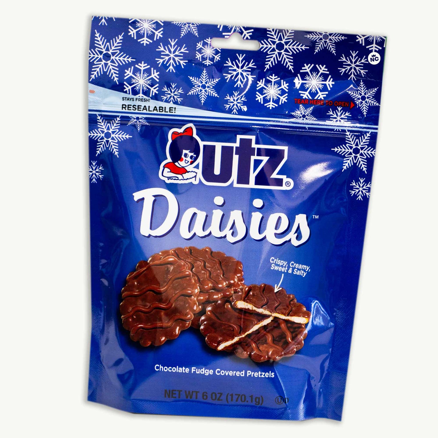 Utz Christmas Daisies Chocolate Fudge Covered Pretzel 6oz