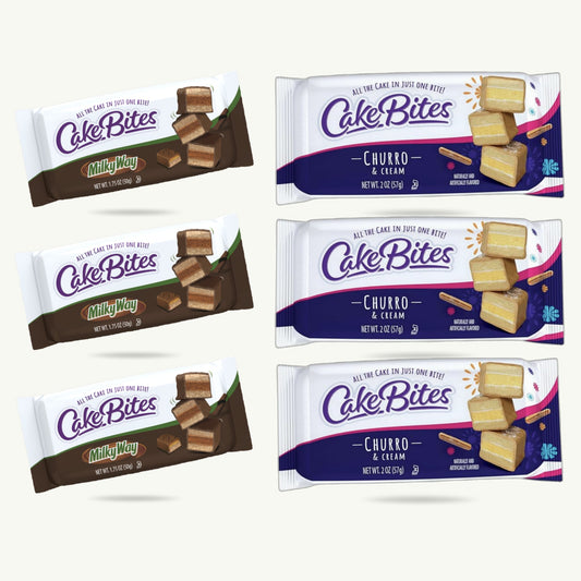 Cakebites Variety Pack -  Churro & Cream 2oz (3), Milky Way 1.75oz (3) - 6 Packs