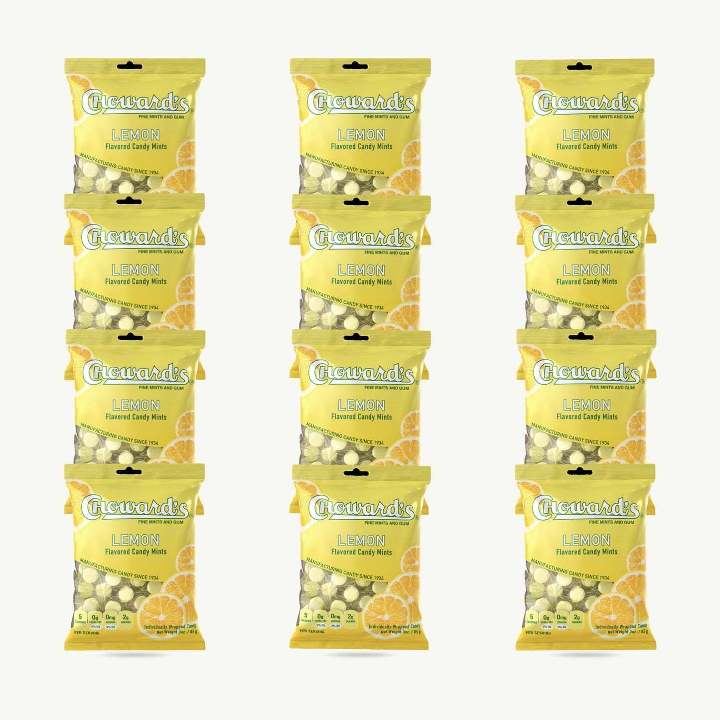 Choward's Lemon Flavored Mint Candy 3oz — 12-pack