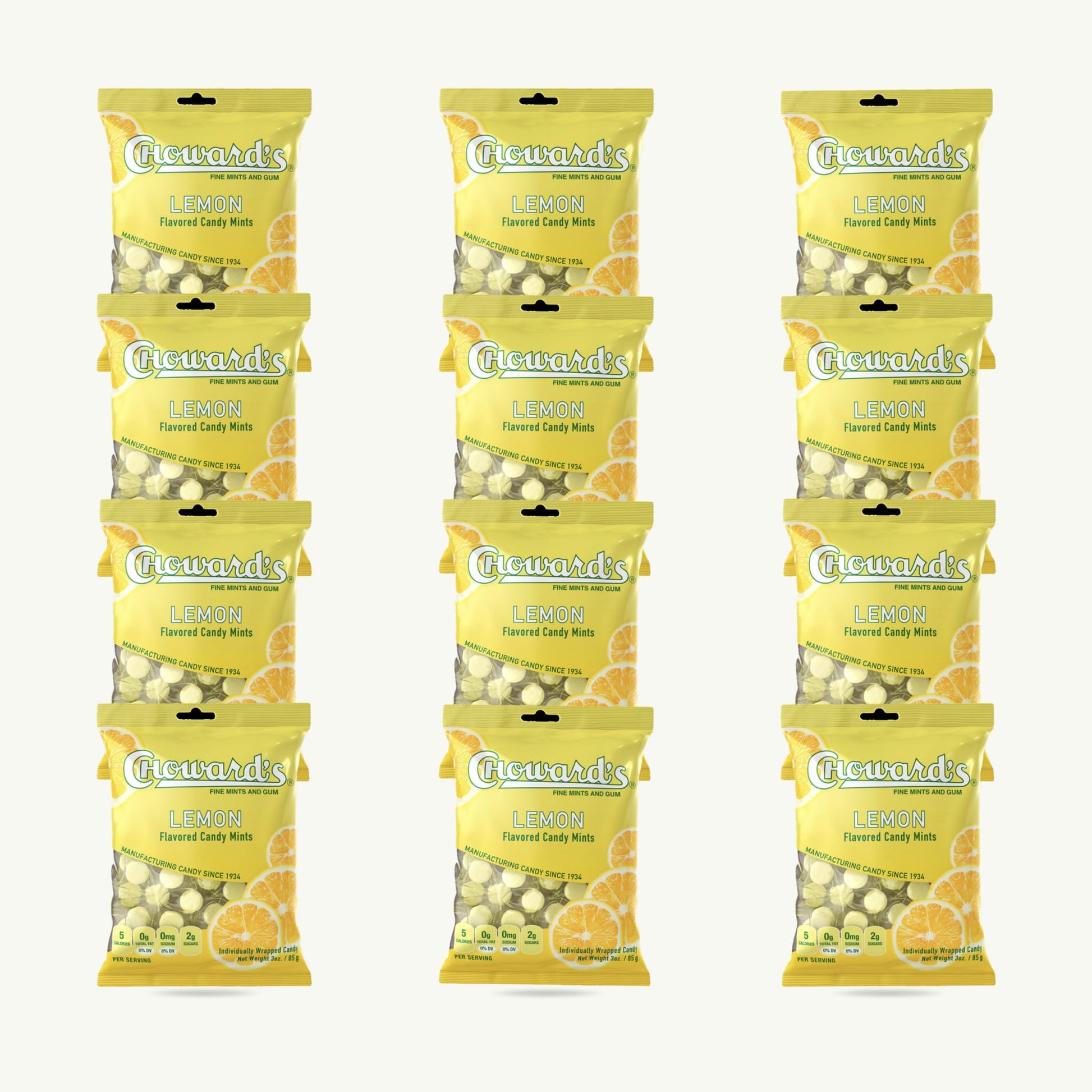 Choward's Lemon Flavored Mint Candy 3oz — 12-pack