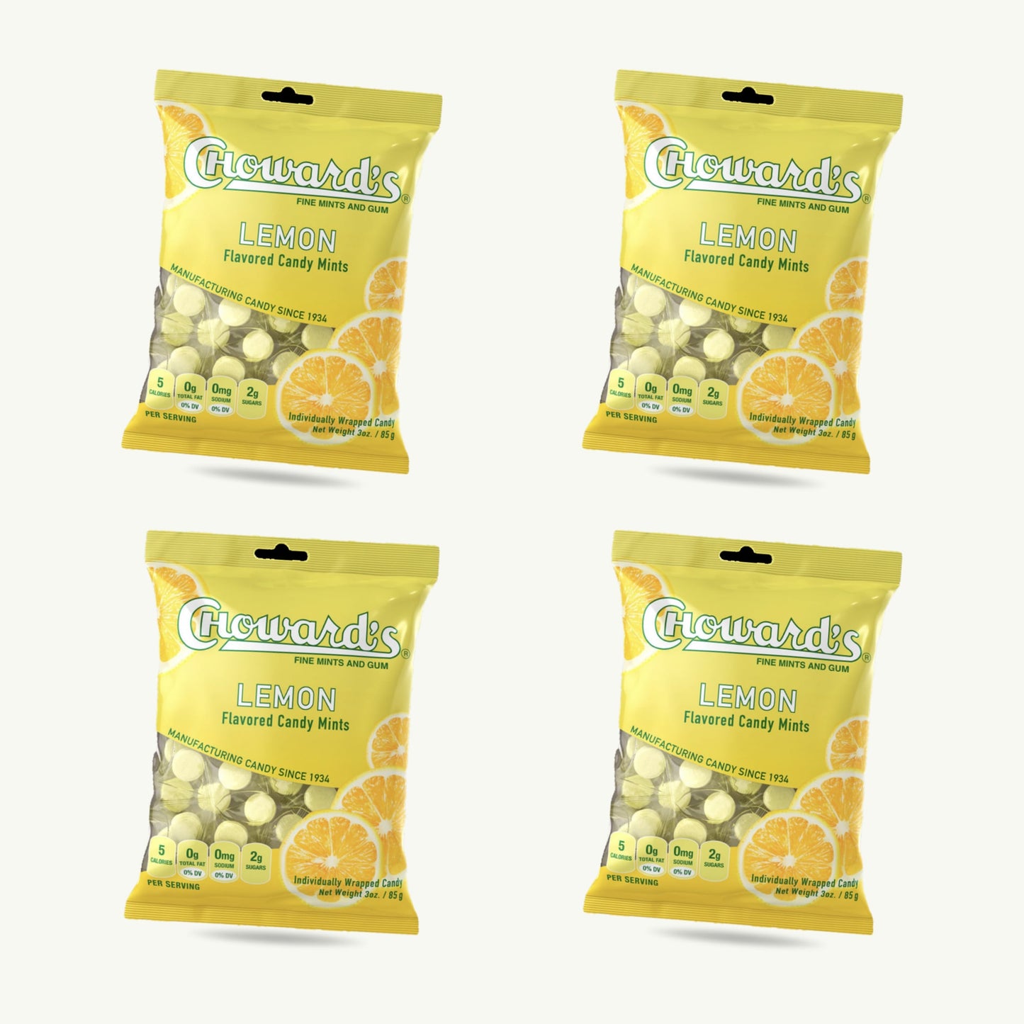 Choward's Lemon Flavored Mint Candy 3oz — 4-pack