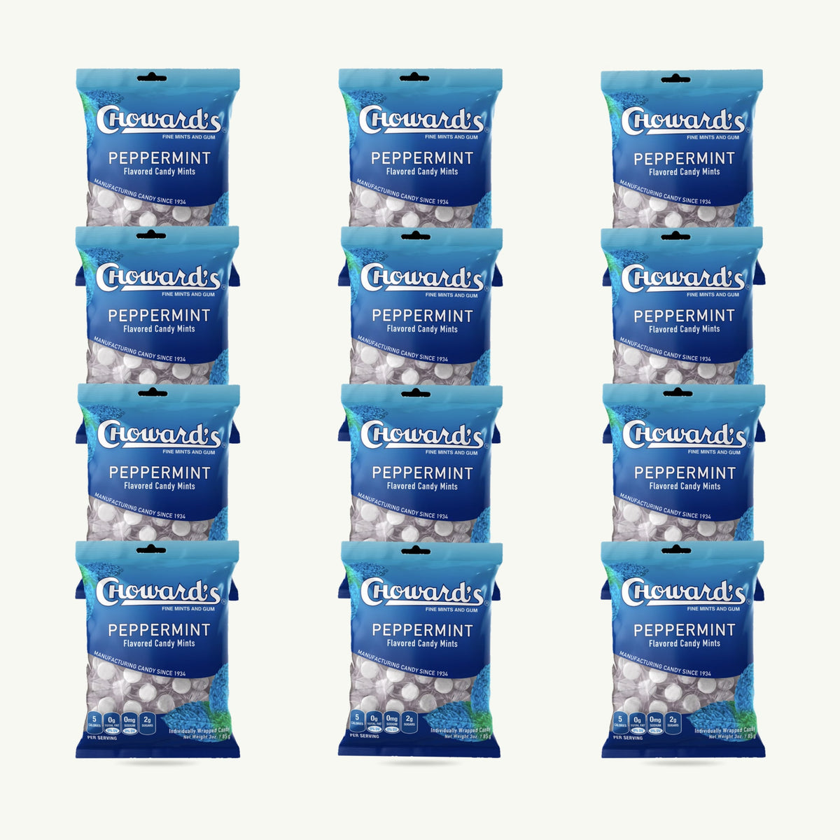 Choward's Pepperminf Flavored Candy Mints 3oz — 12-pack