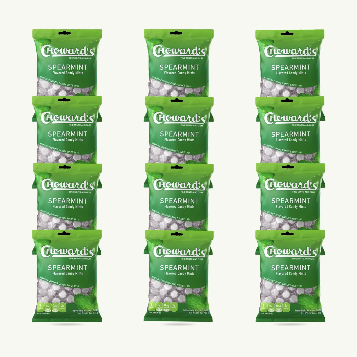 Choward's Spearmint Flavored Mins 3oz — 12-pack