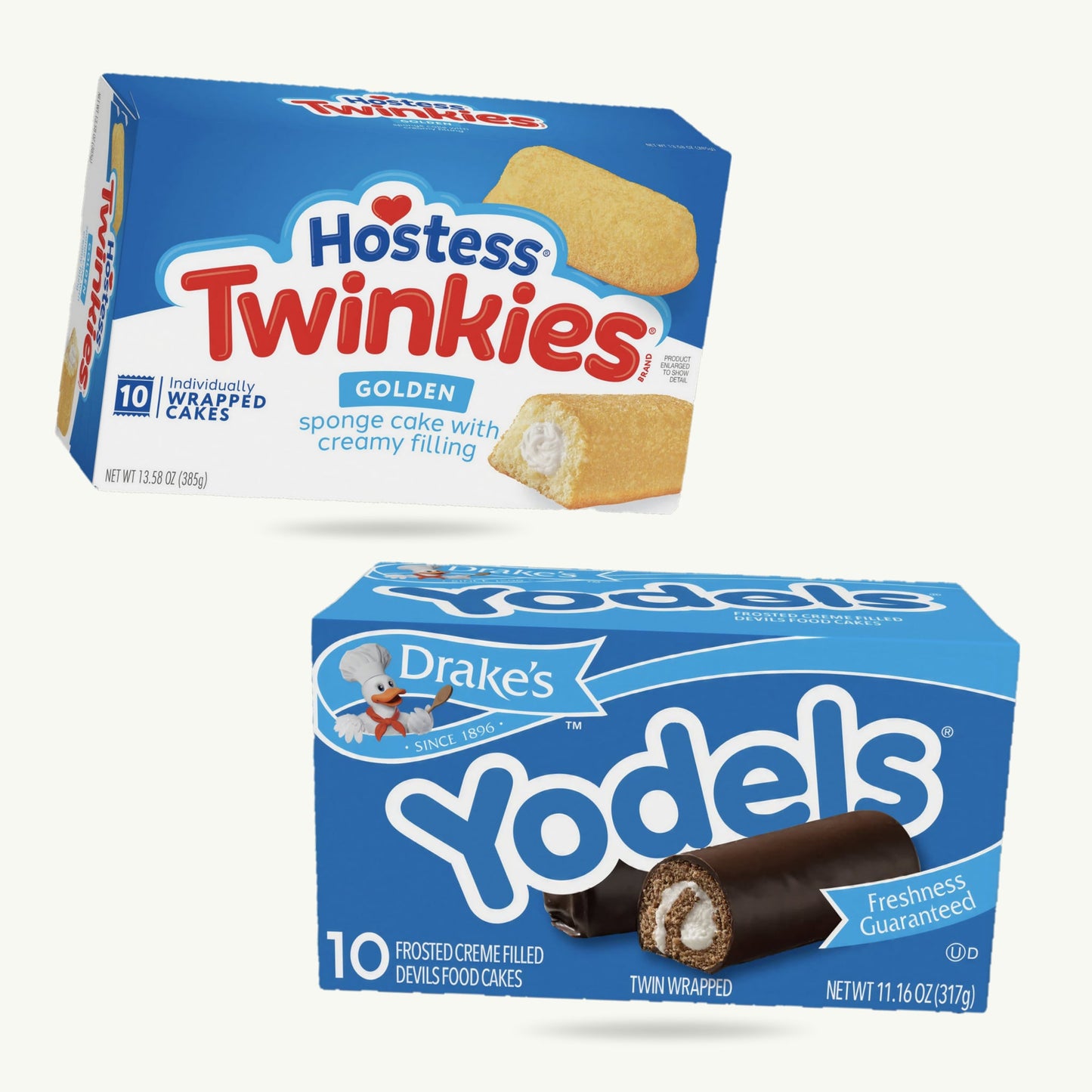 Hostess Drakes Classics Snack Cakes Variety Pack – Drake's Yodels (1), Hostess Twinkies (1) – Lunchbox Treats – 2 Packs