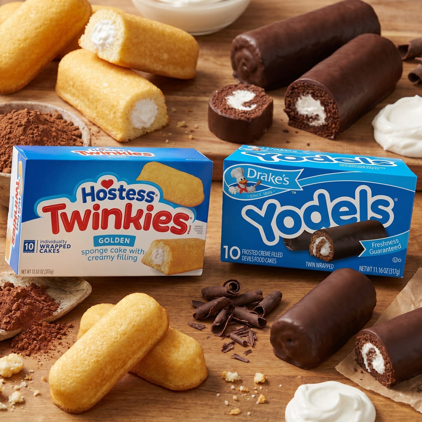 Hostess Drakes Classics Snack Cakes Variety Pack – Drake's Yodels (1), Hostess Twinkies (1) – Lunchbox Treats – 2 Packs