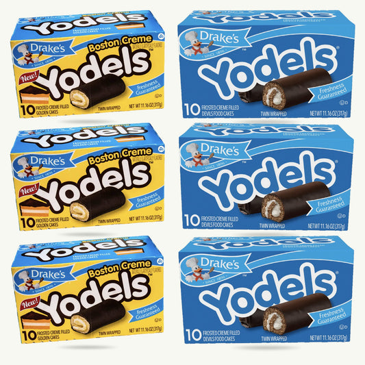 Drake's Snack Cakes Variety Pack – Classic Yodels (3), Frosted Creme Filled Yodels (3)  – 6 Boxes