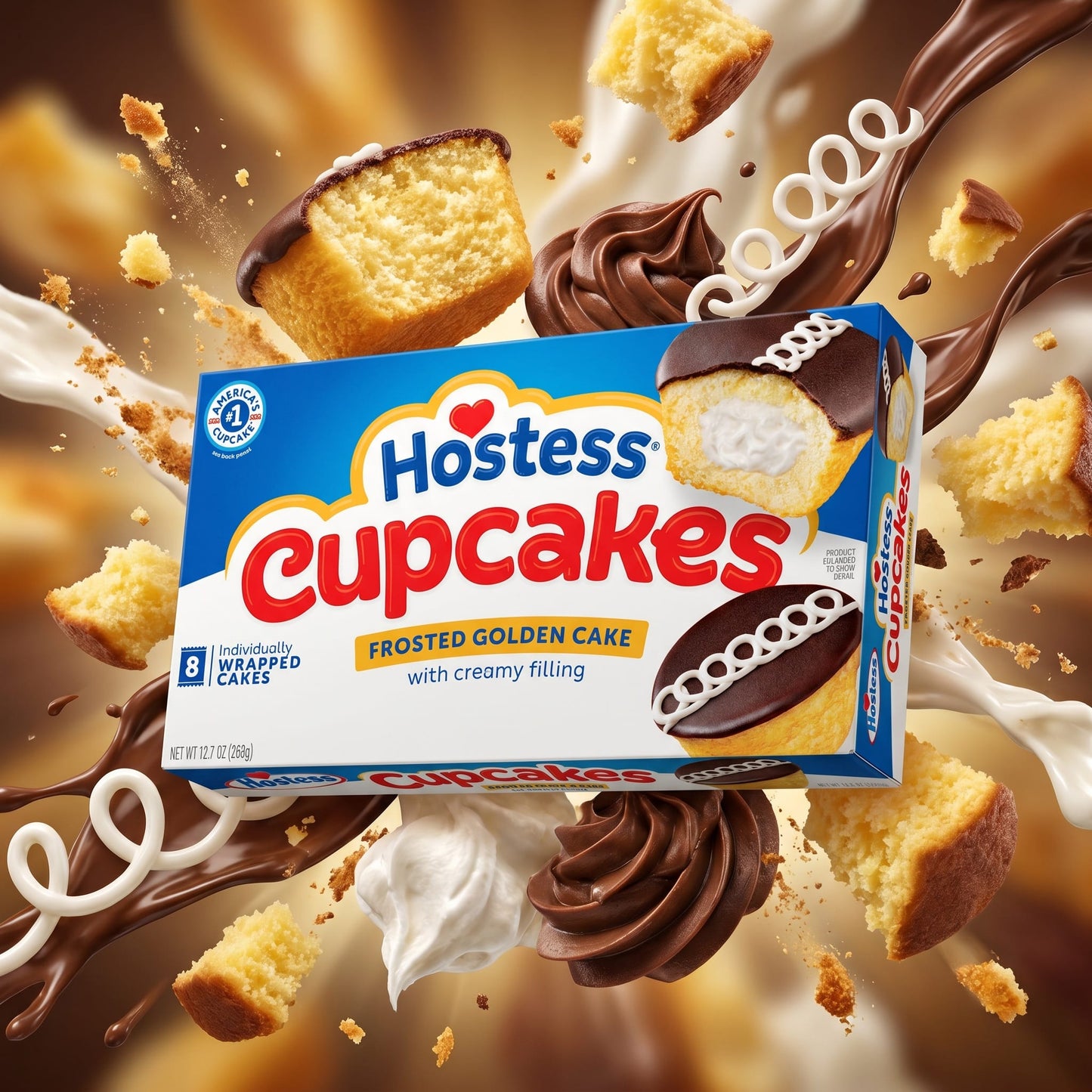 Hostess Cupcakes Frosted Golden Cake 12.7oz 8ct