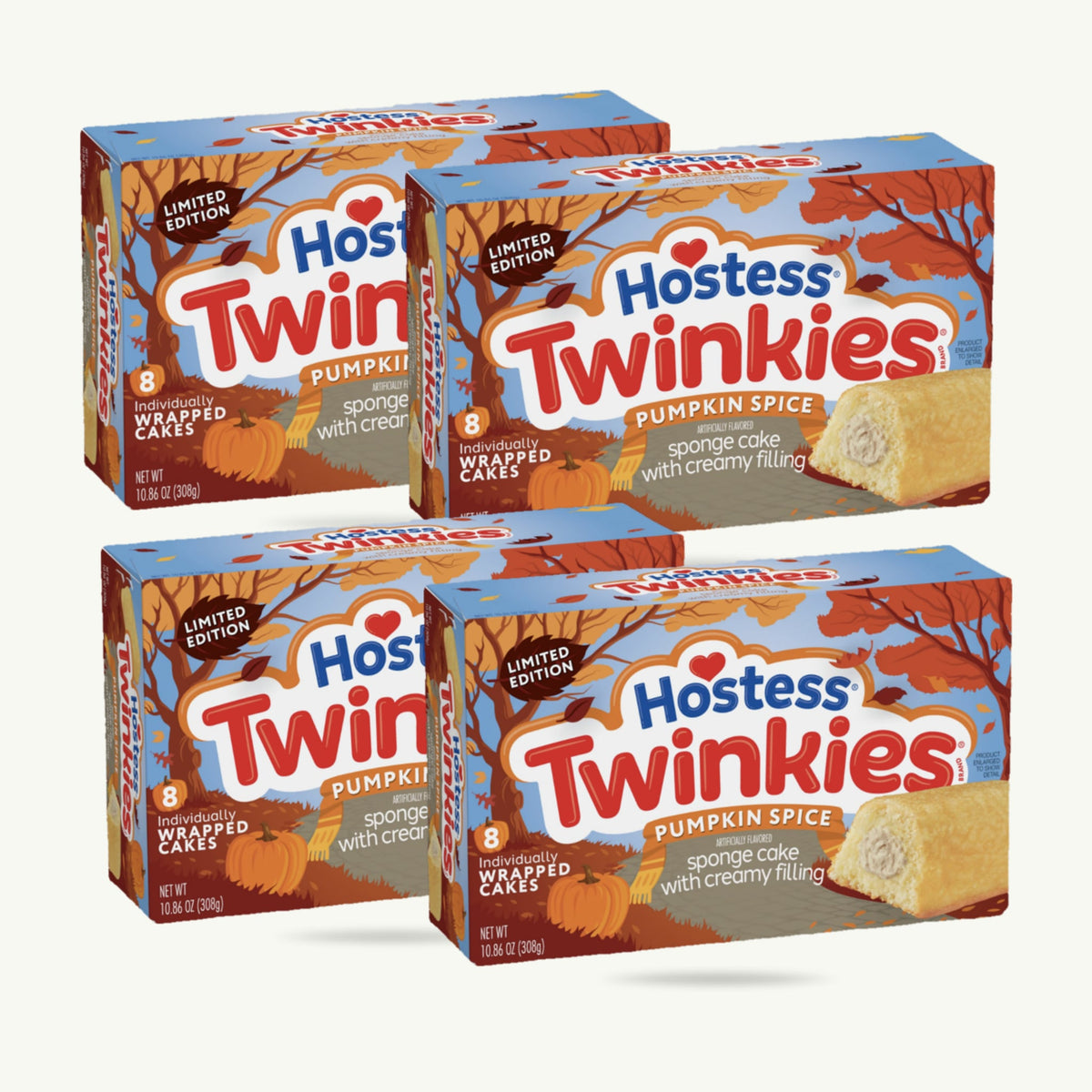 Hostess Pumpkin Spice Twinkies Limited Edition 10.86oz 8ct — 4-pack