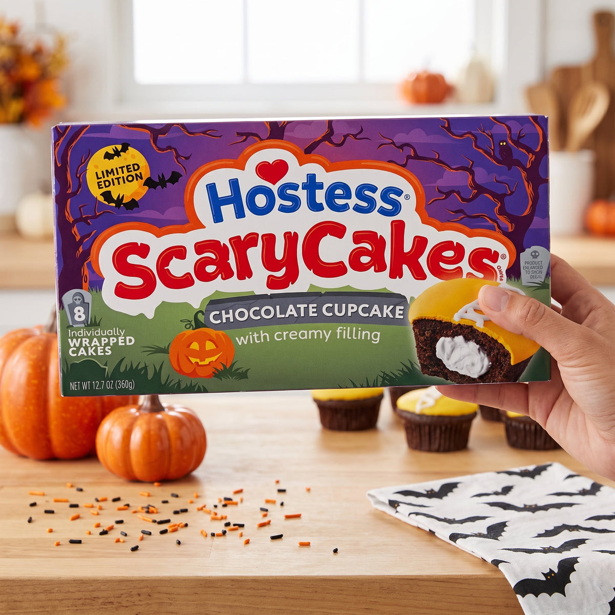 Hostess Scary Cakes Halloween Chocolate Cupcake 12.7oz 8ct