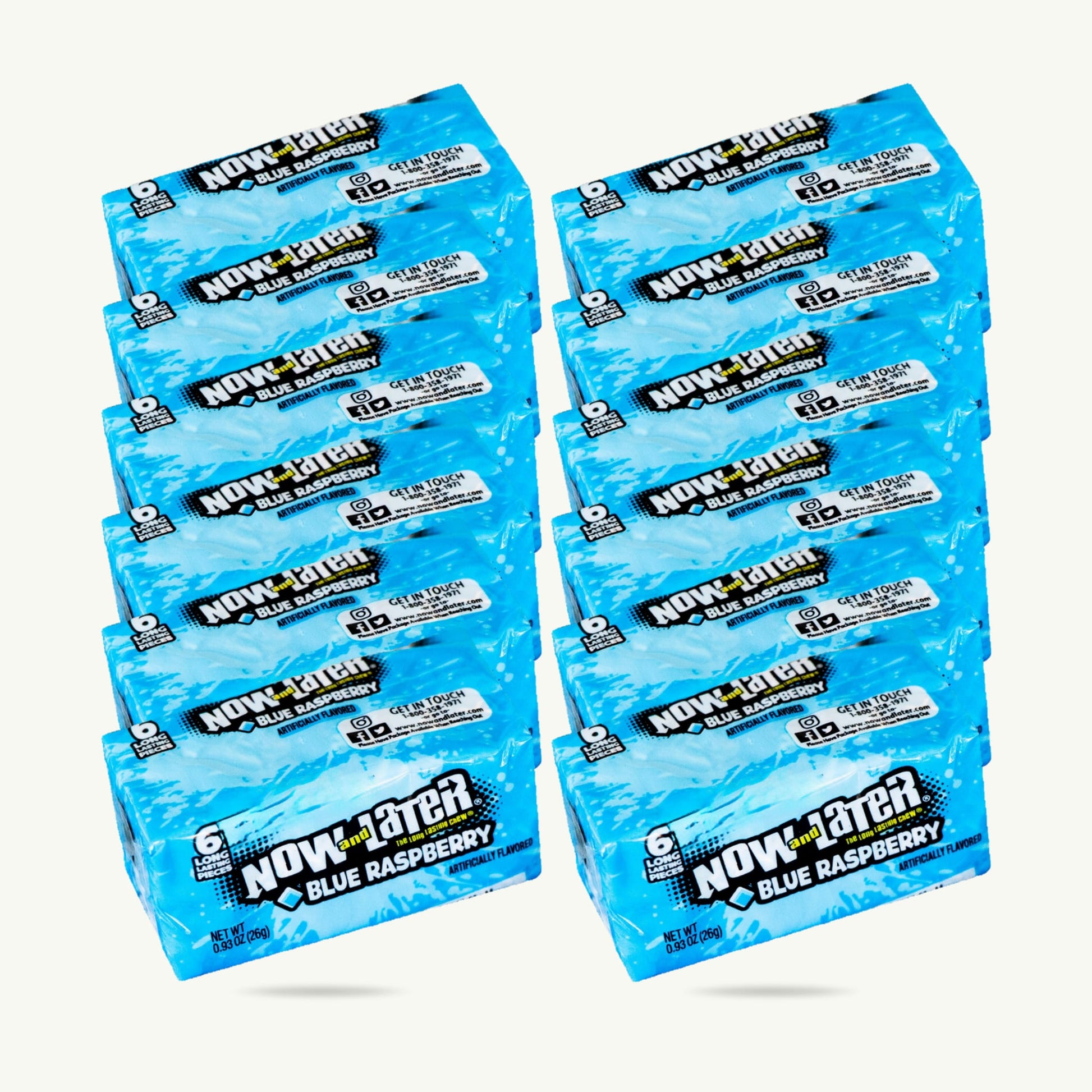 Now and Later Blue Raspberry Candy 0.93oz 6ct — 12-pack