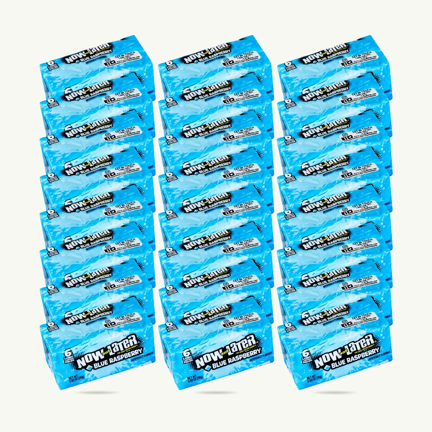 Now and Later Blue Raspberry Candy 0.93oz 6ct — 24-pack