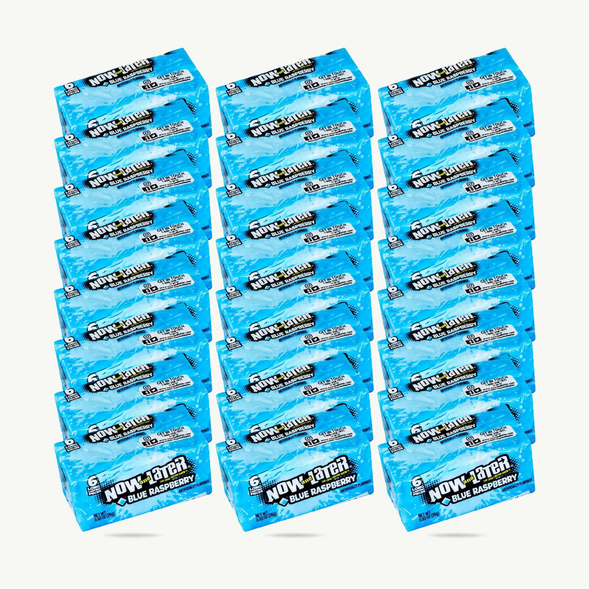 Now and Later Blue Raspberry Candy 0.93oz 6ct — 24-pack