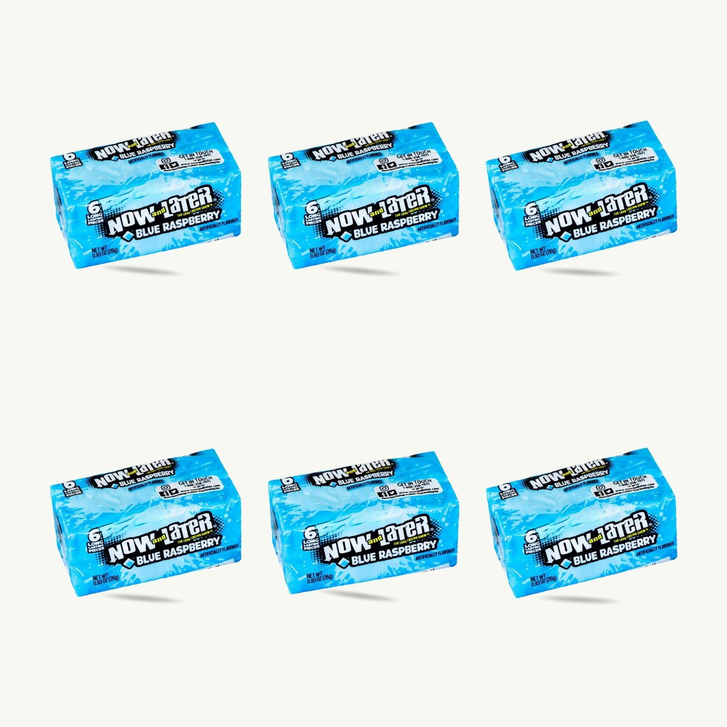 Now and Later Blue Raspberry Candy 0.93oz 6ct — 6-pack