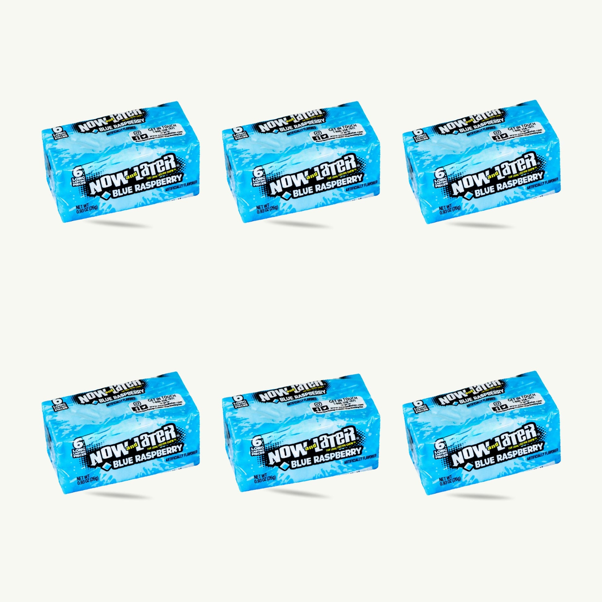 Now and Later Blue Raspberry Candy 0.93oz 6ct — 6-pack