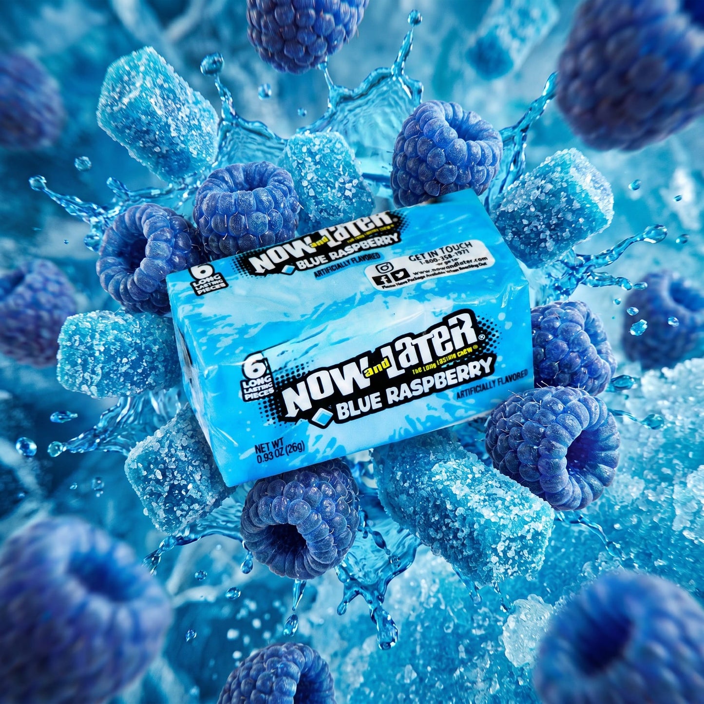 Now and Later Blue Raspberry Candy 0.93oz 6ct — creative scene