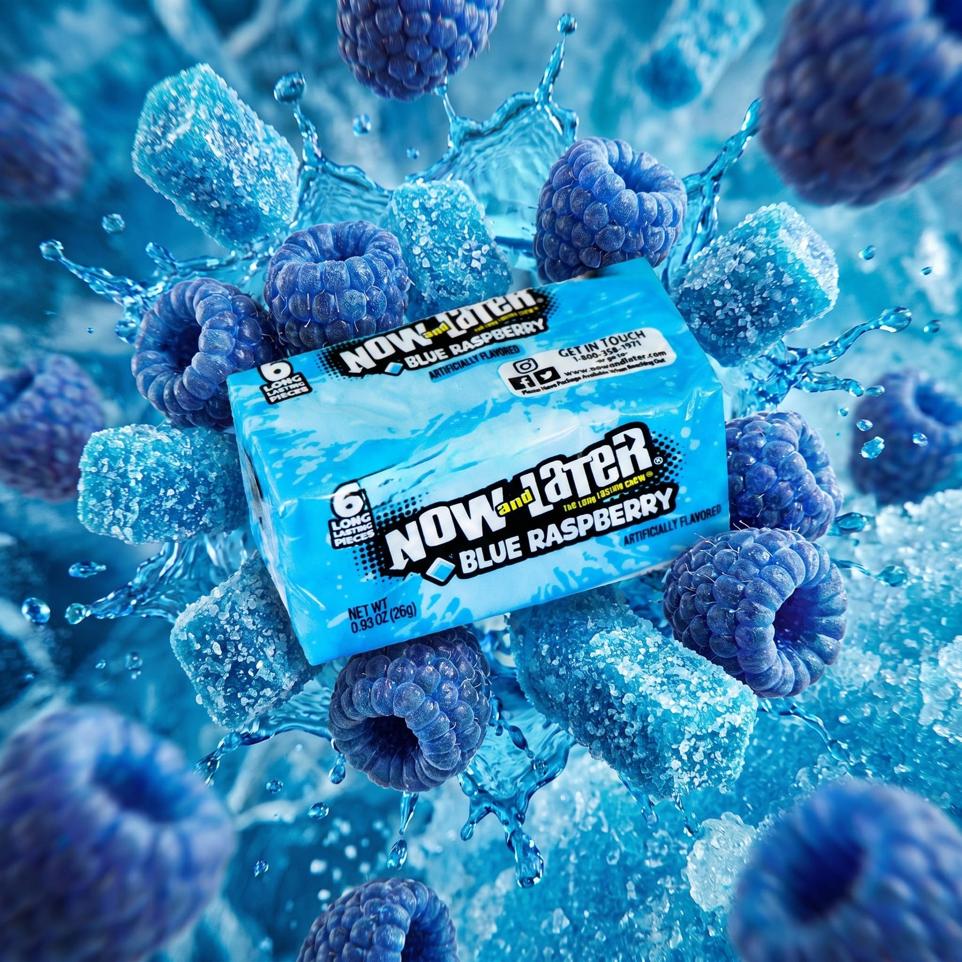 Now and Later Blue Raspberry Candy 0.93oz 6ct — creative scene