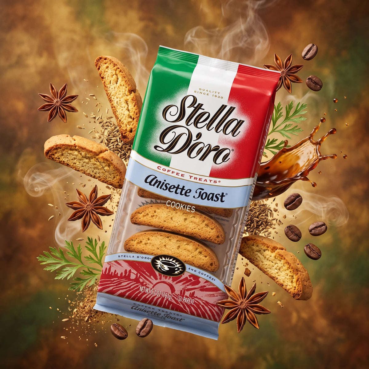 Stella D'oro Cookies Anisette Toast Coffee Treats 5.7 oz — creative scene