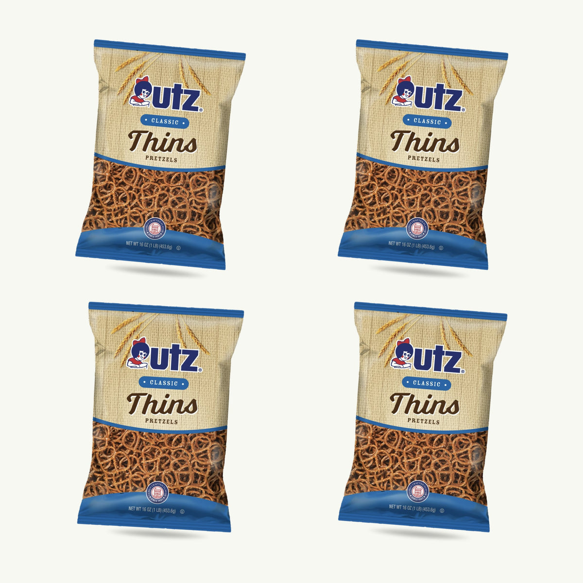 Utz Classic Thins Pretzels 16oz — 4-pack