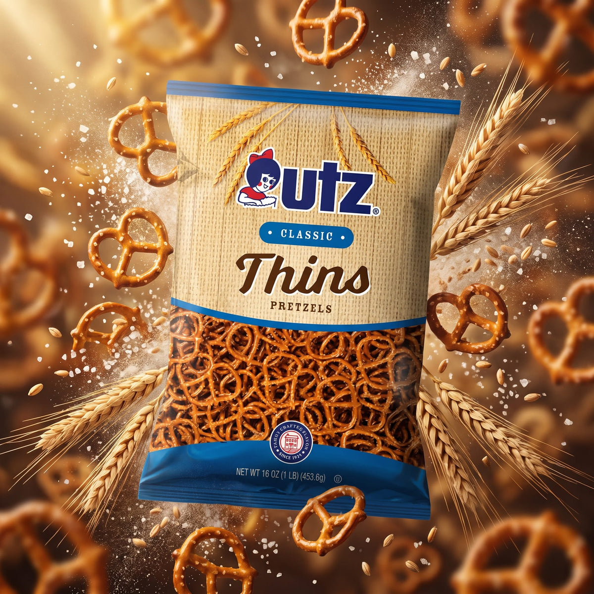 Utz Classic Thins Pretzels 16oz — creative scene