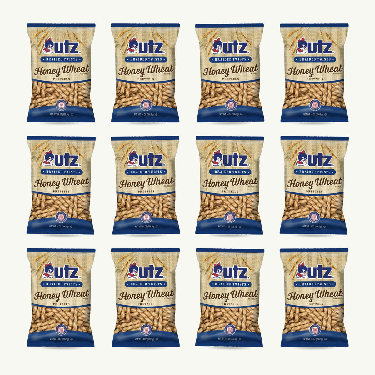Utz Honey Wheat Braided Pretzel Twists 14oz — 12-pack