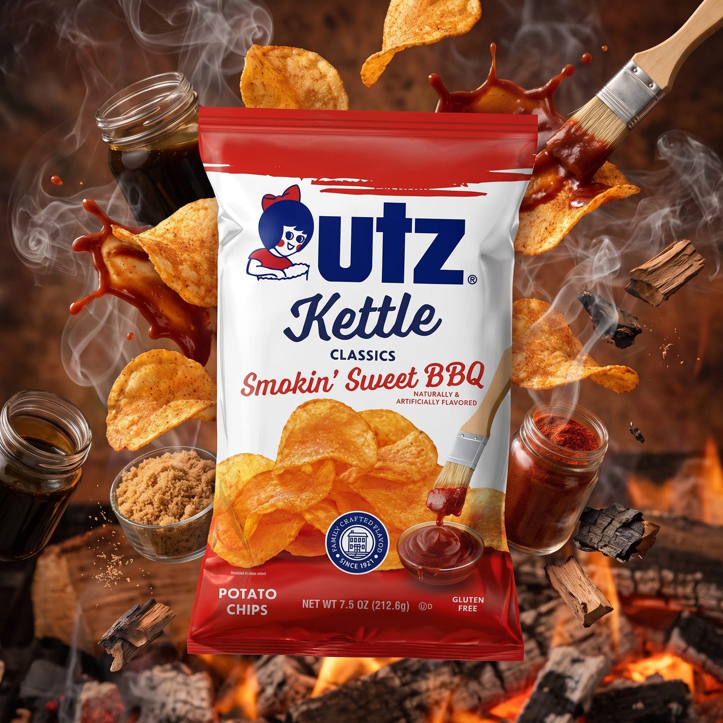 Utz Kettle Smokin Sweet BBQ Potato Chips 7.5oz