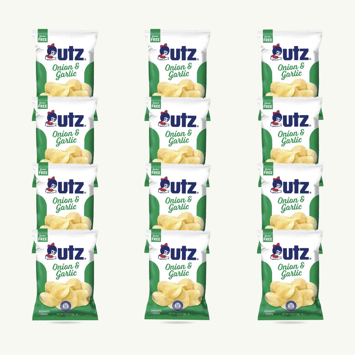 Utz Onion and Garlic Potato Chips 2.75oz — 12-pack