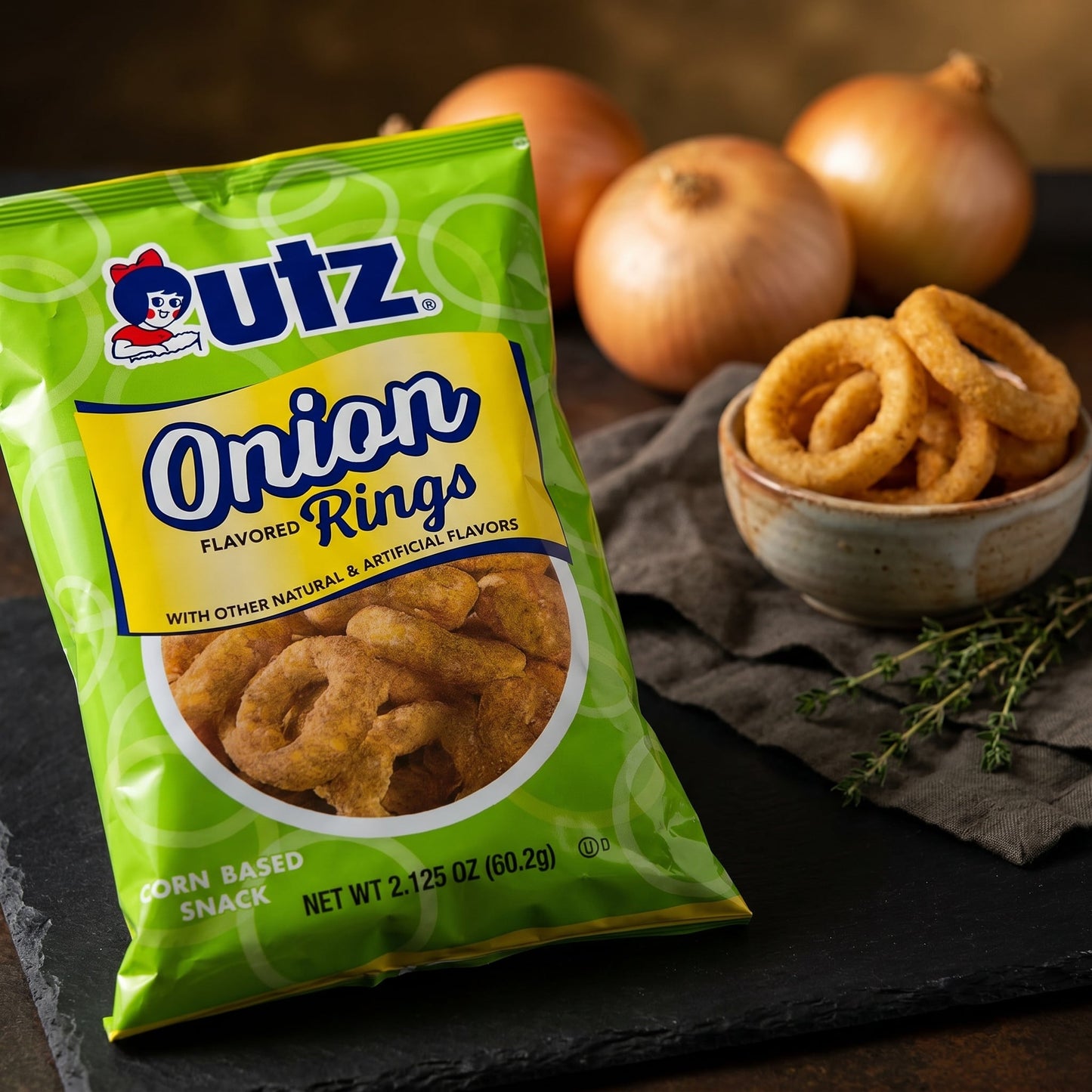 Utz Variety Pack – Onion Rings (6), Bar-B-Que Corn Chips (6) – Savory Snack Bags – 12 Bags