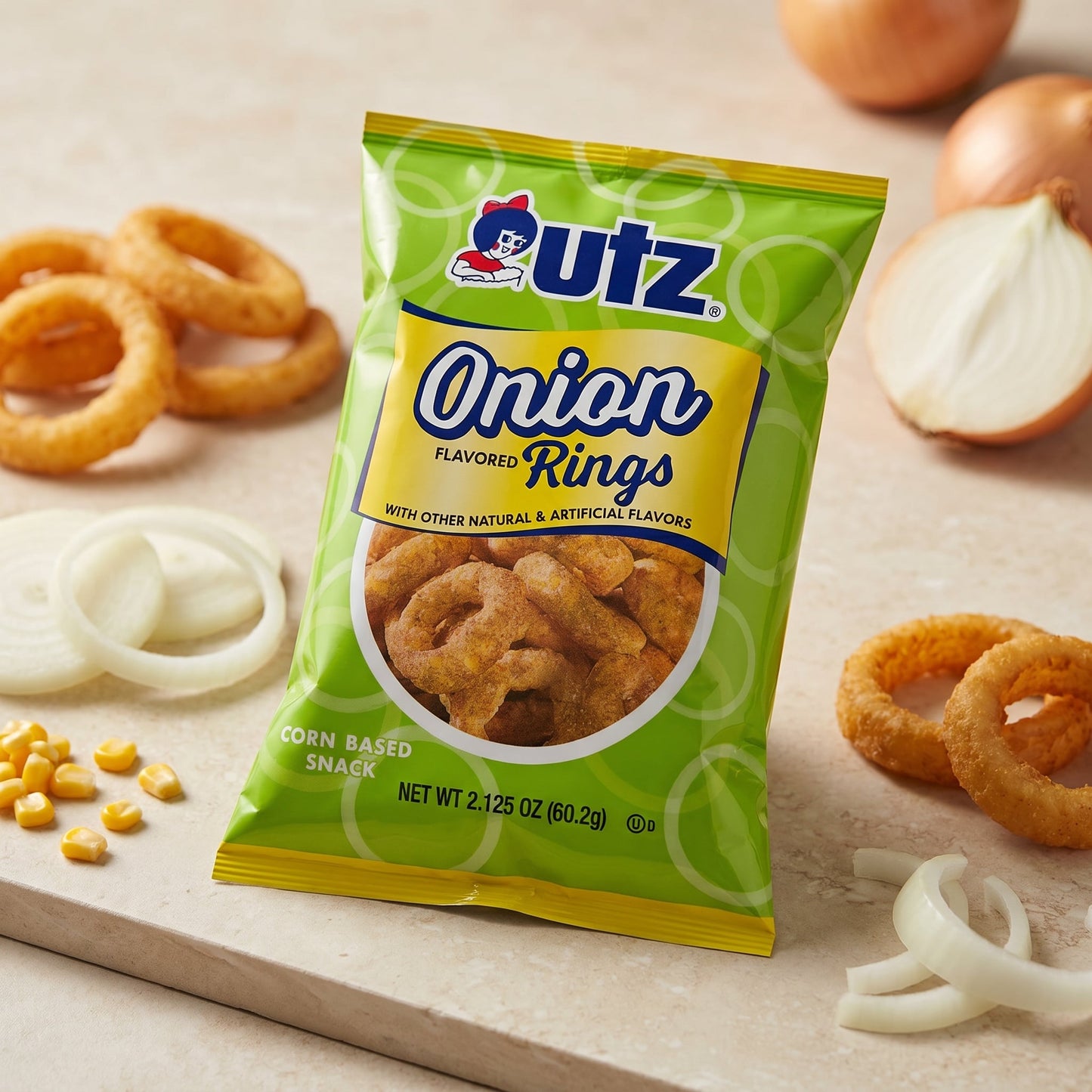 Utz Variety Pack – Onion Rings (6), Bar-B-Que Corn Chips (6) – Savory Snack Bags – 12 Bags