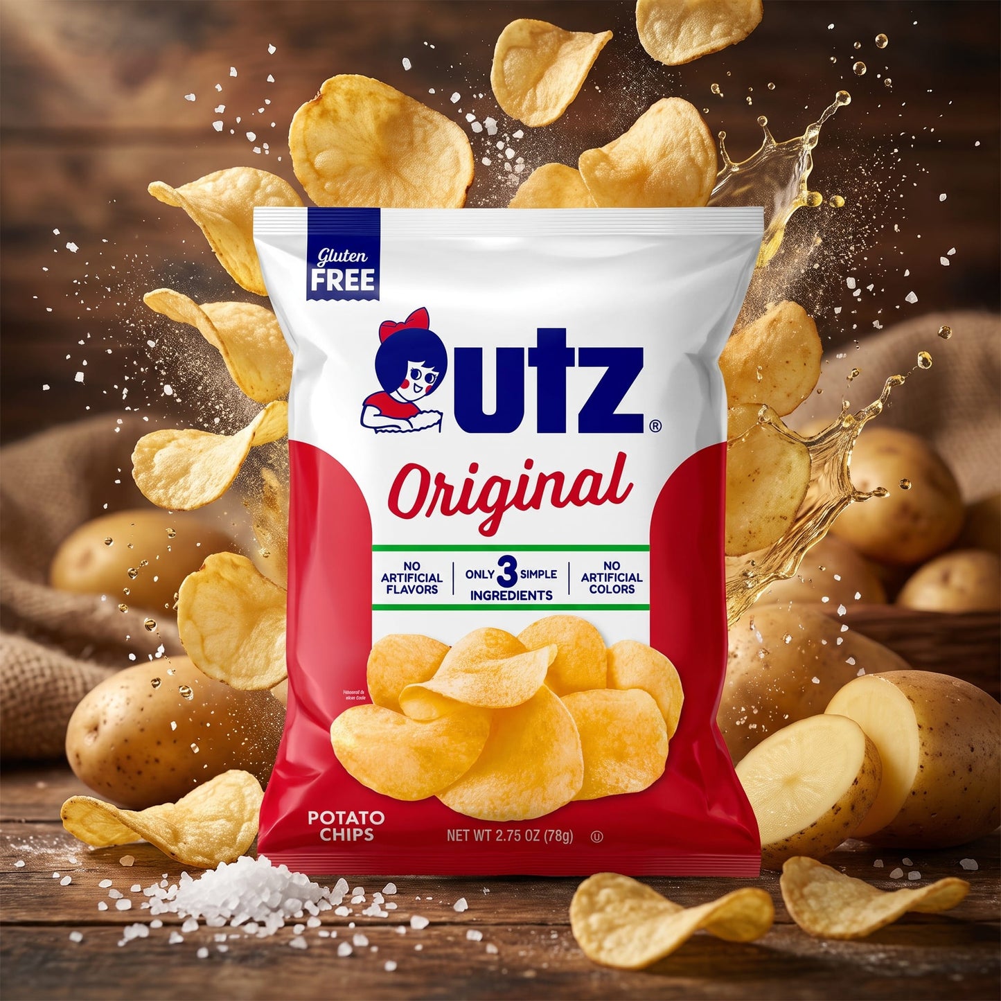 Utz Potato Chips Variety Pack – Original (4), Crab Chip (4) – Potato Chip Variety Packs – 8 Bags